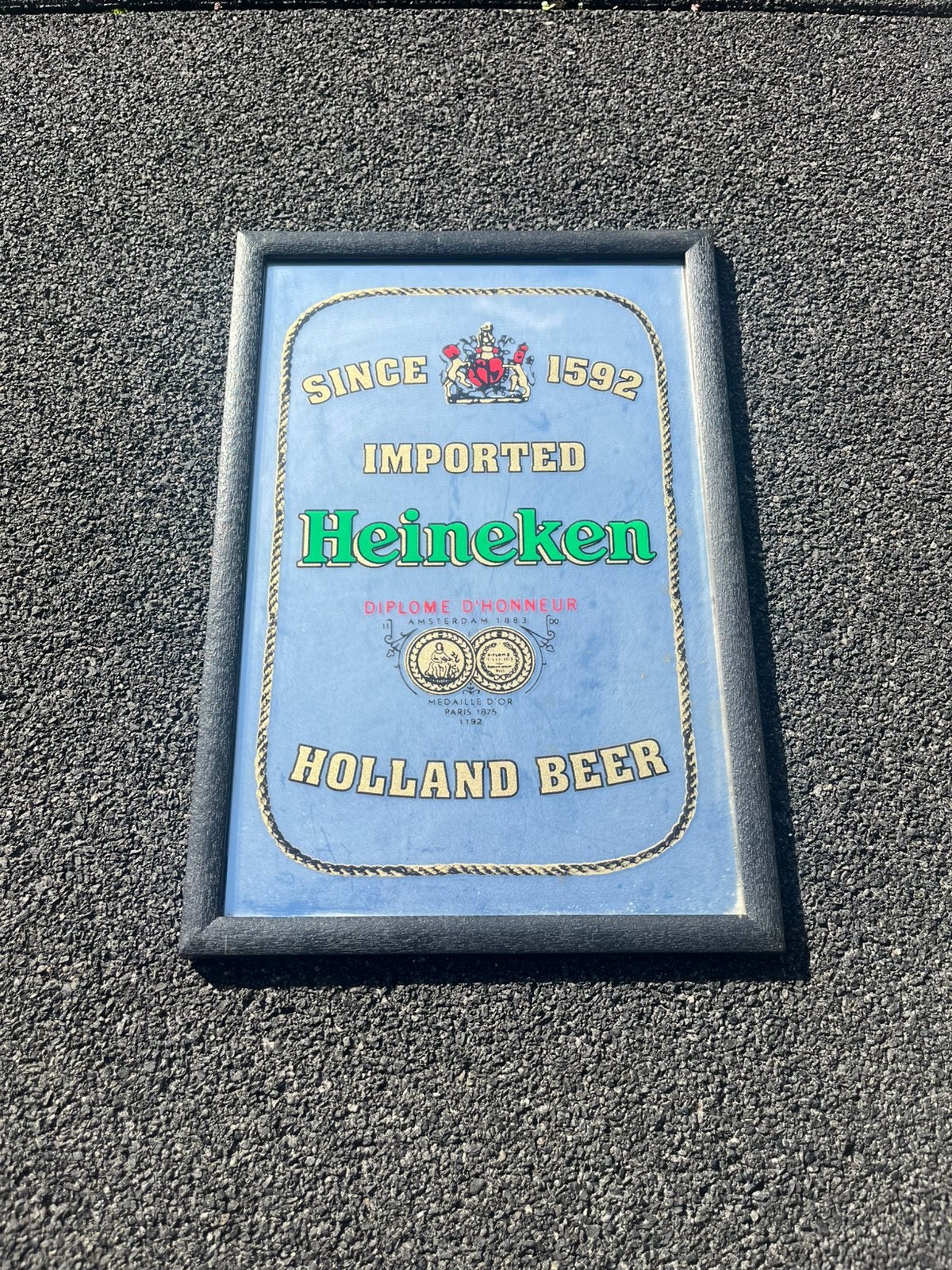 Heineken Holland Beer reclamespiegel met opdruk "Since 1592", Ophalen of Verzenden, Zo goed als nieuw, Glas of Glazen, Heineken