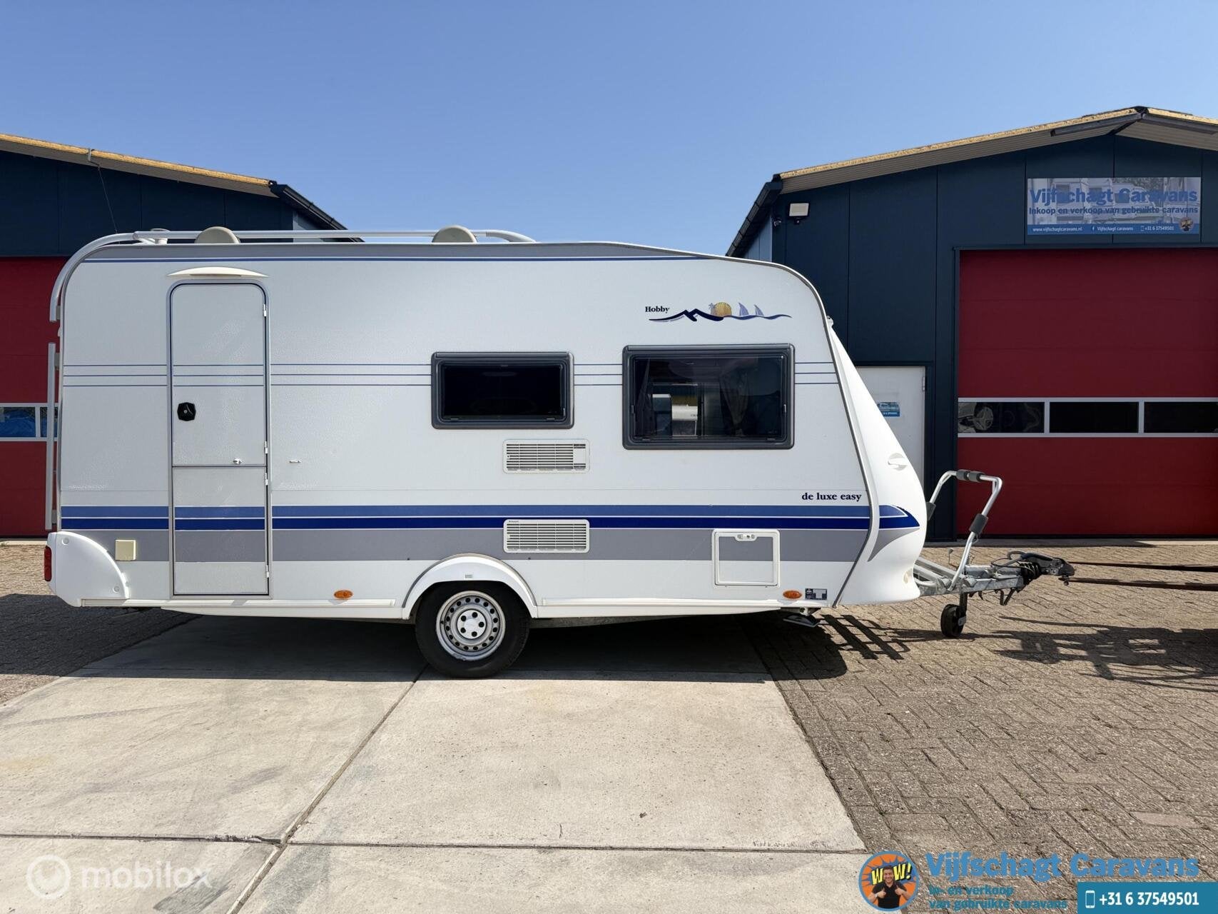 Hobby De Luxe Easy 440 incl voortent, luifel,panorama luifel, Hobby, Bedrijf, 750 - 1000 kg, Schokbreker
