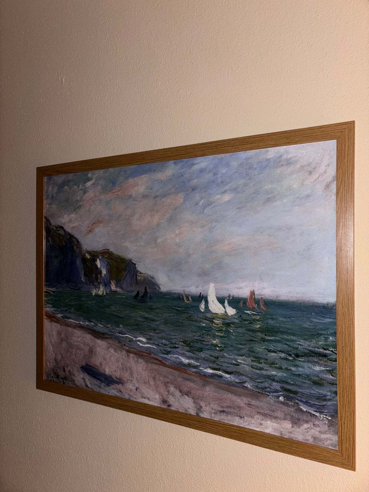 Claude Monet - cliffs at Pourville 60 x 80 incl lijst, Ophalen, Landschap, Klassiek, Print