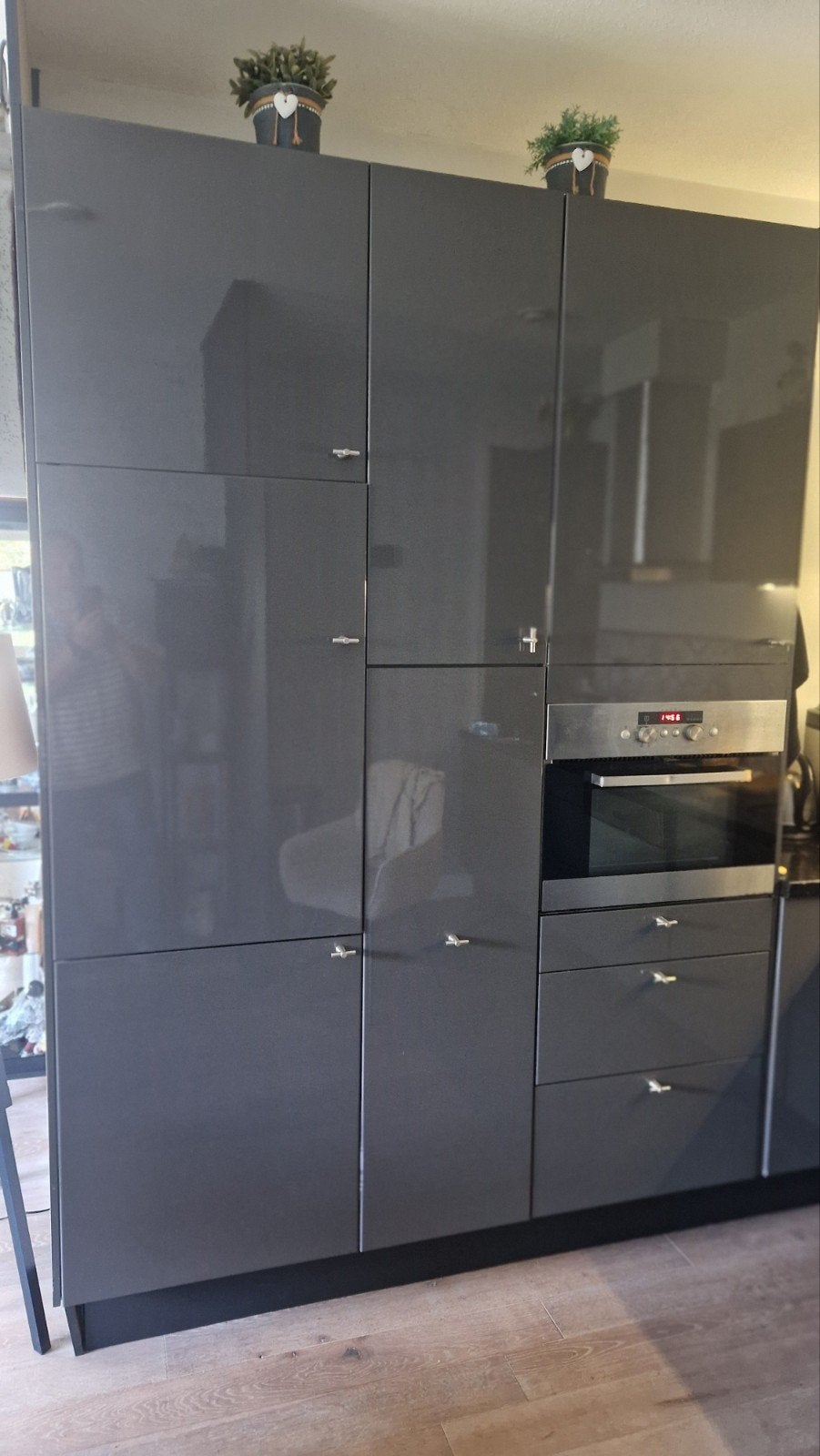 Ikea Keukenblok Hoge Kasten Antracietgrijs Hoogglans, Huis en Inrichting, Ophalen, Gebruikt, Enkelwandige keuken, Hoogglans of Gelakt