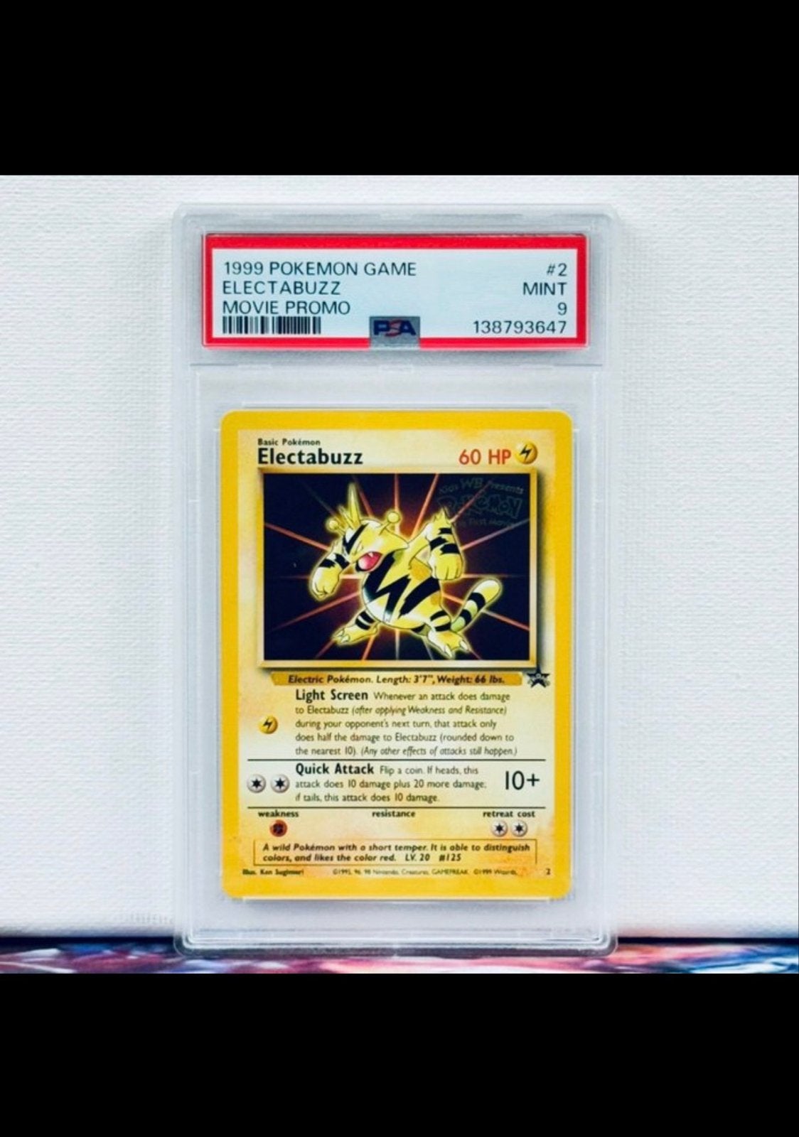 1999 Pokémon Game Electabuzz Movie Promo PSA 9, Ophalen of Verzenden, Nieuw, Losse kaart