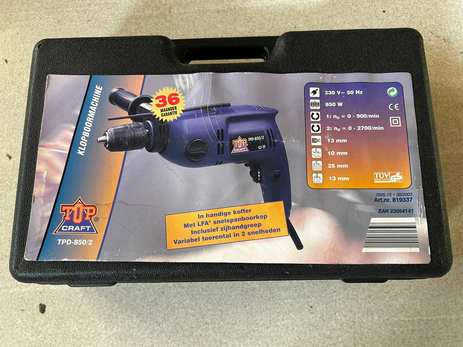 TOP CRAFT TPD-850/2 Klopboormachine 850W, Doe-het-zelf en Verbouw, Boor- en/of Breekhamer, Ophalen of Verzenden, Klopboormechanisme