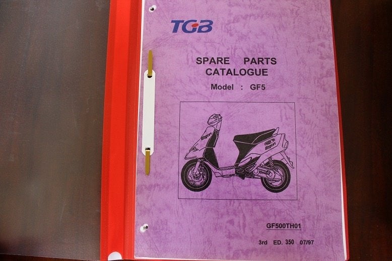 TGB model GF5  Rapido ? 1997 scooter parts catalogue, Ophalen of Verzenden, Gebruikt