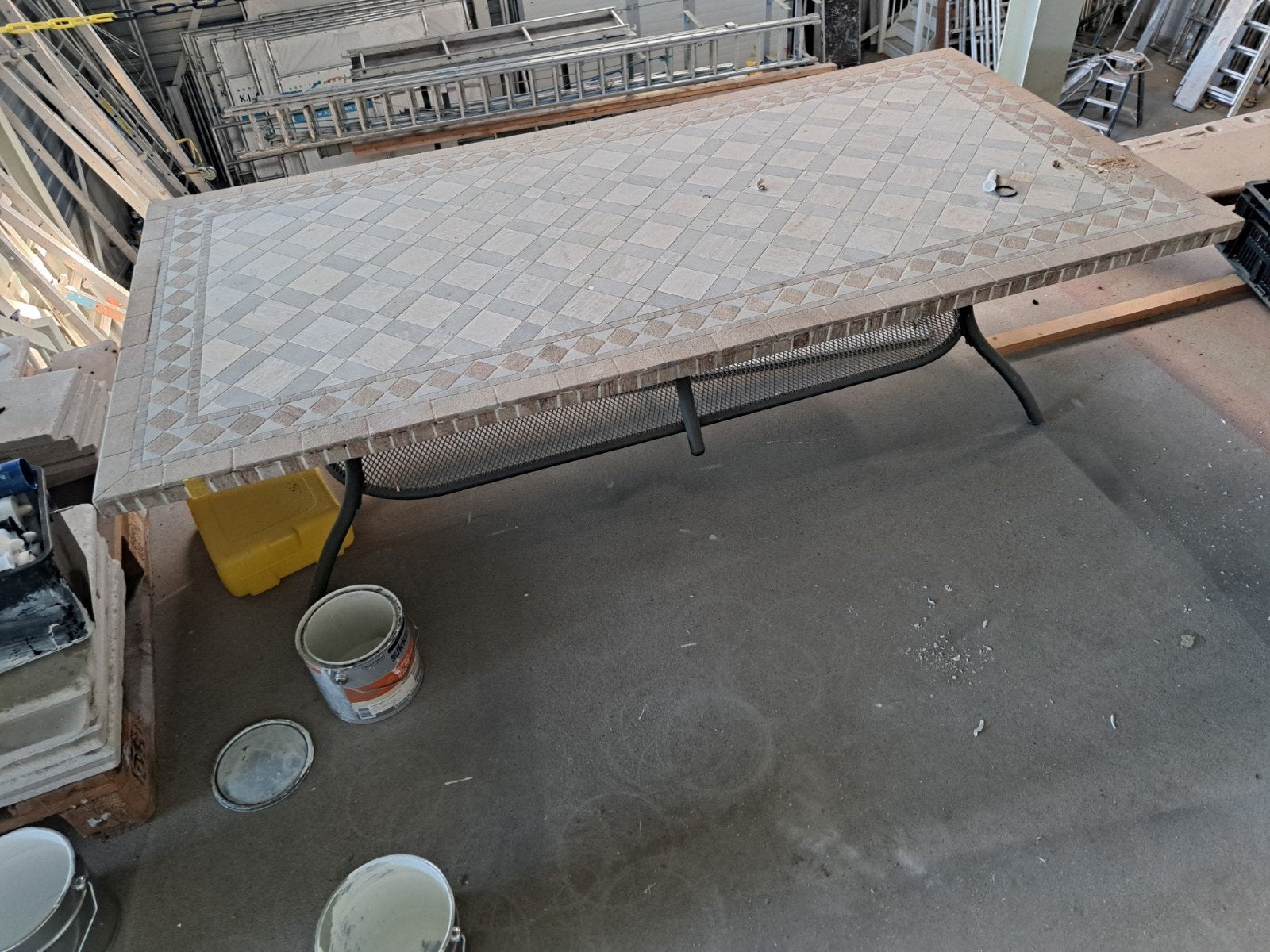 Grote mozaïek loungetafel / tuintafel, Tuin en Terras, Ophalen, Gebruikt, Overige materialen