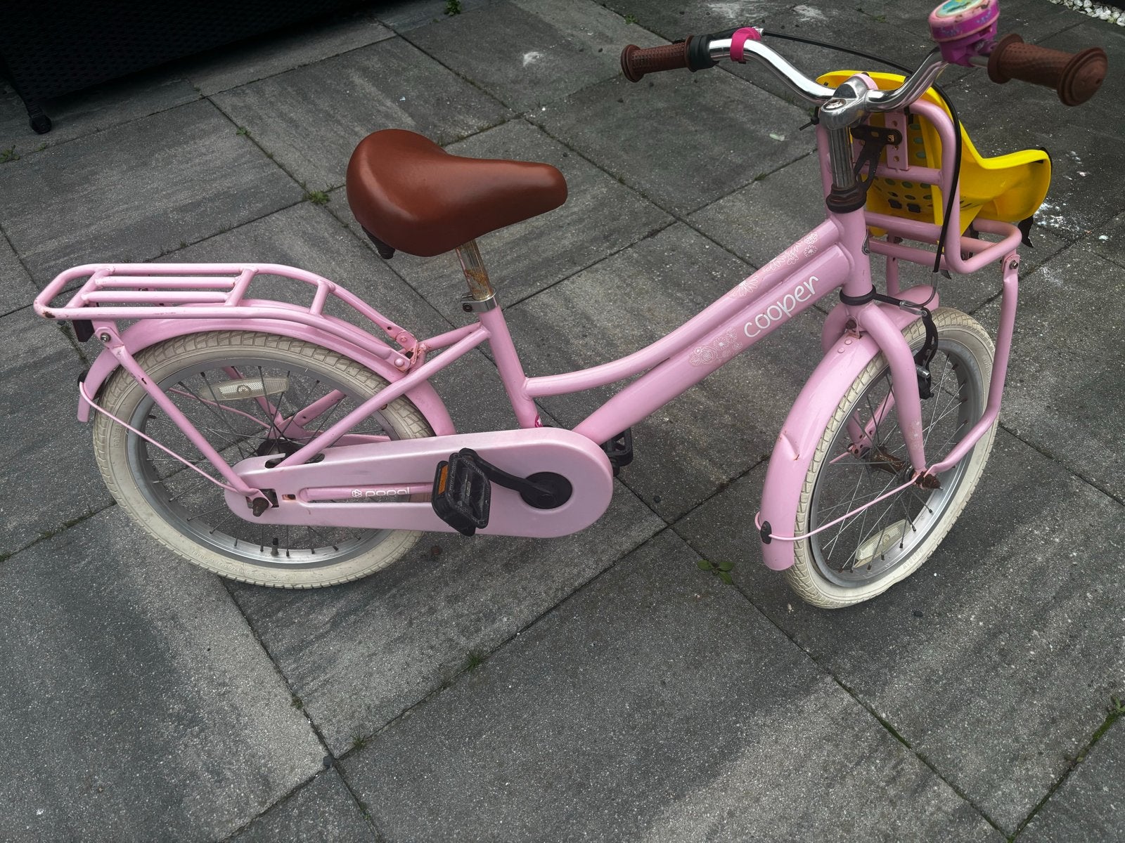 Roze kinderfiets 18 inch - Cooper, Ophalen, Terugtraprem, Gebruikt, Handrem