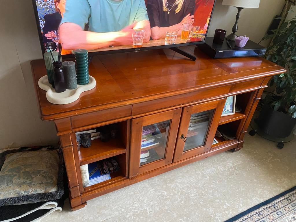 Tv meubel kersenhout, Ophalen, Gebruikt, 100 tot 150 cm, Kersenhout
