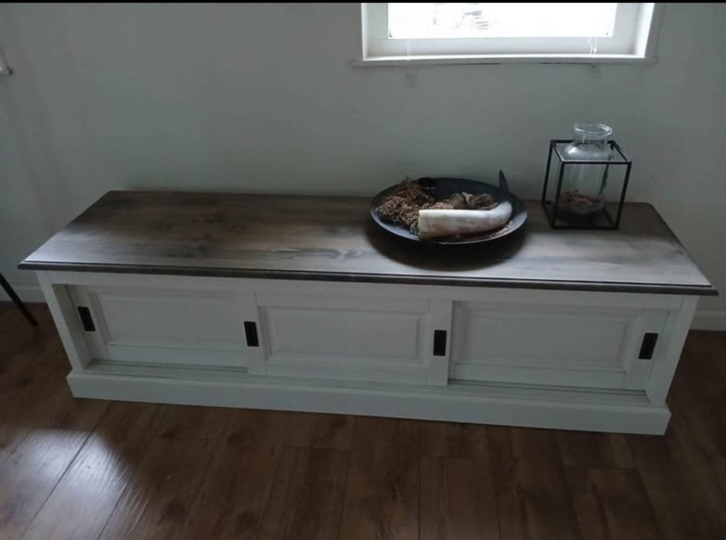 Massief Tv meubel Linn 180x50x50, Landelijk modern, 150 tot 200 cm, Ophalen of Verzenden, Zo goed als nieuw