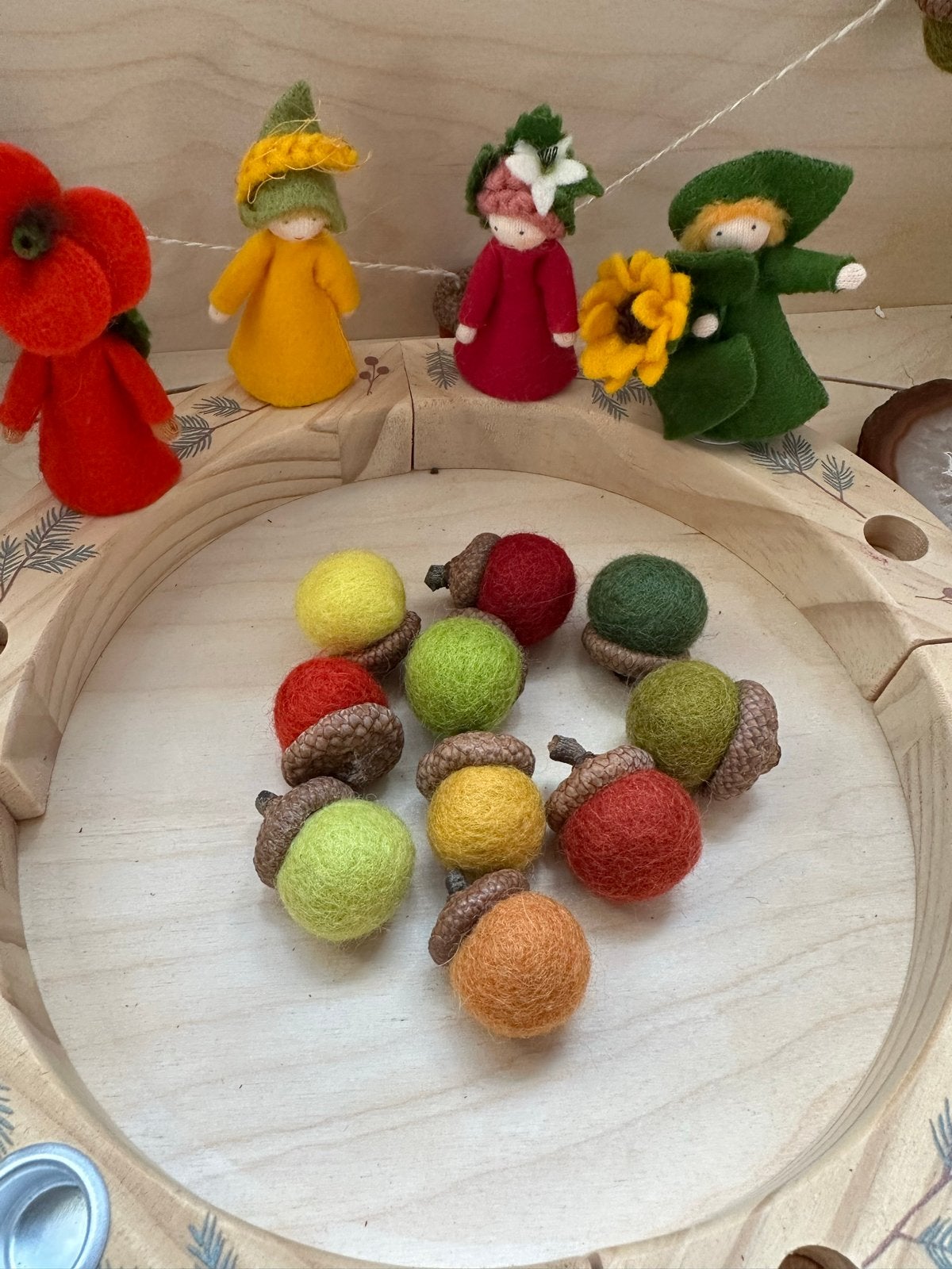 Set van 10 Wolvilten Eikels - Herfstdecoratie, Kinderen en Baby's, Ophalen of Verzenden, Nieuw