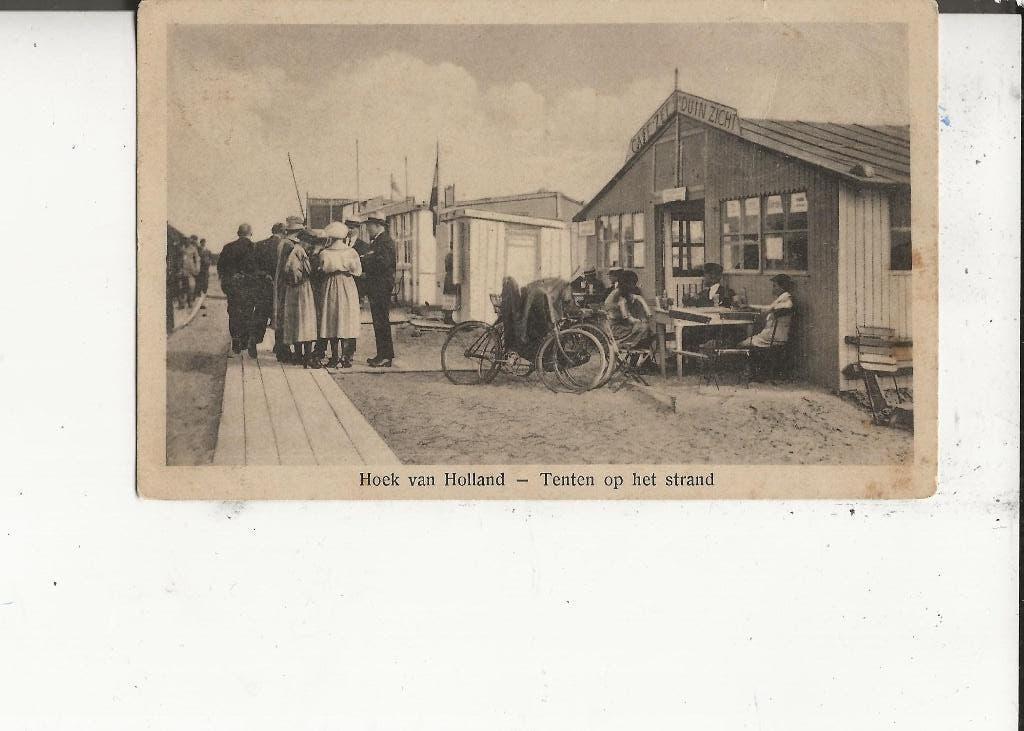 Hoek van Holland Strandtent Cafe Zee duinzicht met plankiers, Ophalen of Verzenden, 1940 tot 1960, Gelopen, Zuid-Holland