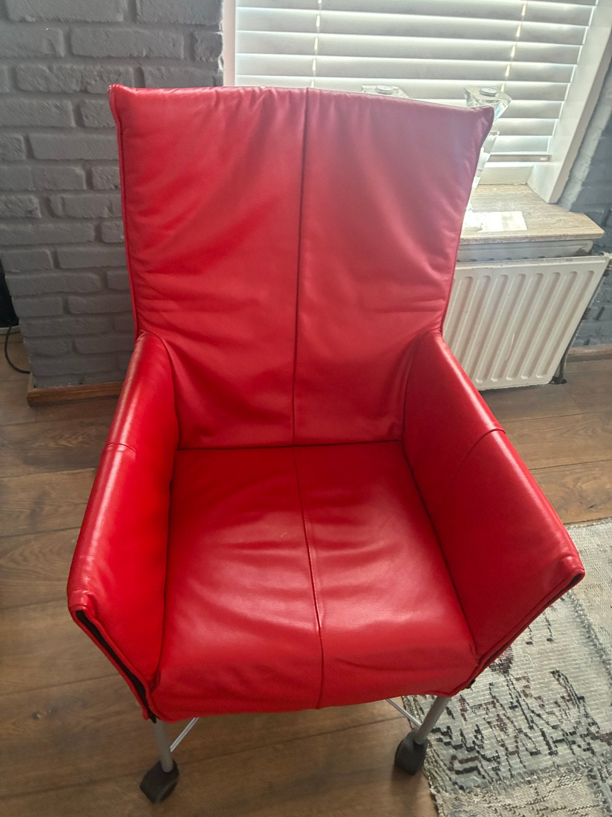 Rode montis stoel 2x, Huis en Inrichting, Stoelen, Ophalen, Twee, Leer, Zo goed als nieuw