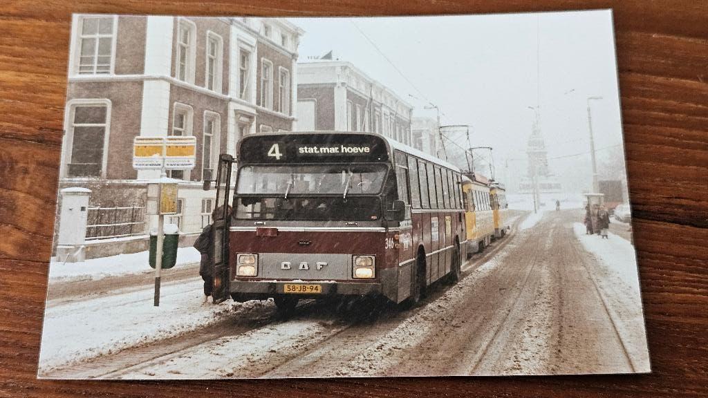 Foto BUS HTM Den Haag 346, Verzamelen, Spoorwegen en Tramwegen, Verzenden, Gebruikt, Bus of Metro, Overige typen
