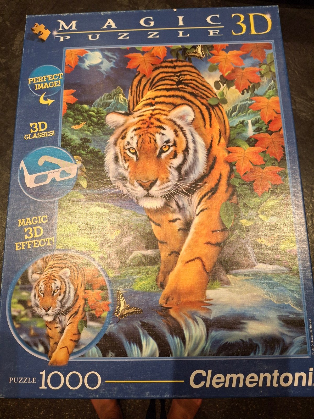 Clementoni Magic 3D Tijger Puzzel 1000 stukjes, Ophalen of Verzenden, 500 t/m 1500 stukjes, Gebruikt, Legpuzzel