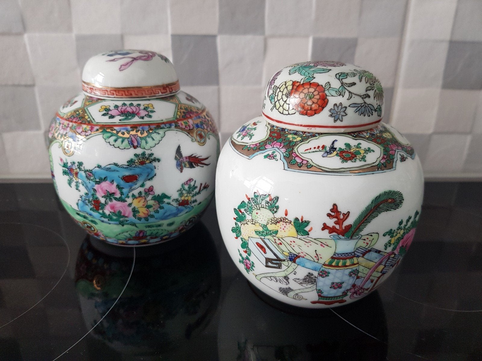 2 Antieke Chinese gemberpotten GEMERKT, Antiek en Kunst, Ophalen of Verzenden