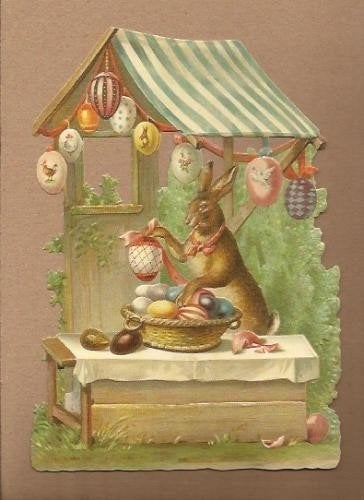 Paashaas verkoopt paaseieren poezieplaatjes 5130, Verzamelen, Ophalen of Verzenden