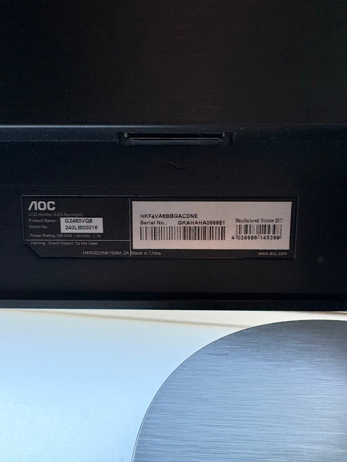 Foto 4 van AOC G2460VQ6 Gaming Monitor - Gebruikt, Goede Staat