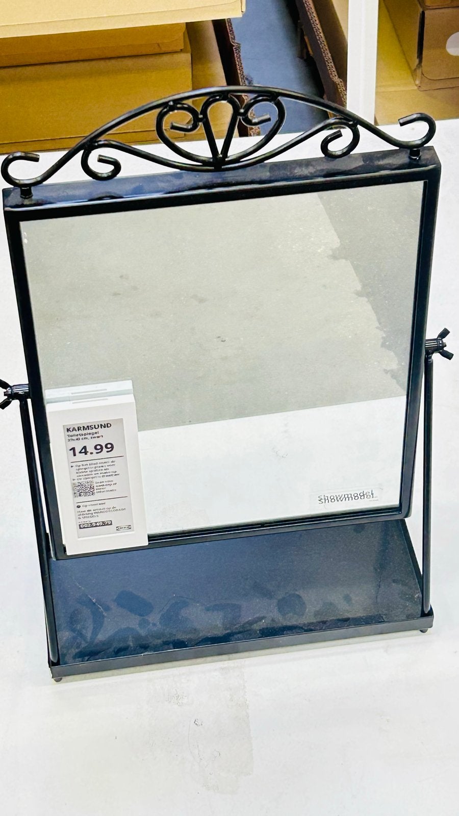 Karmsund Toiletspegel - Zwart, met sierlijke details, Ophalen, Minder dan 50 cm, Zo goed als nieuw, Minder dan 100 cm