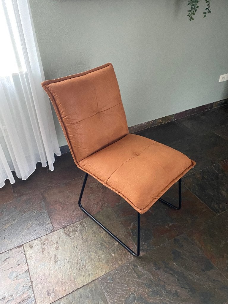 7 Eetkamerstoelen kleur cognac, Huis en Inrichting, Ophalen, Gebruikt, Bruin, Metaal