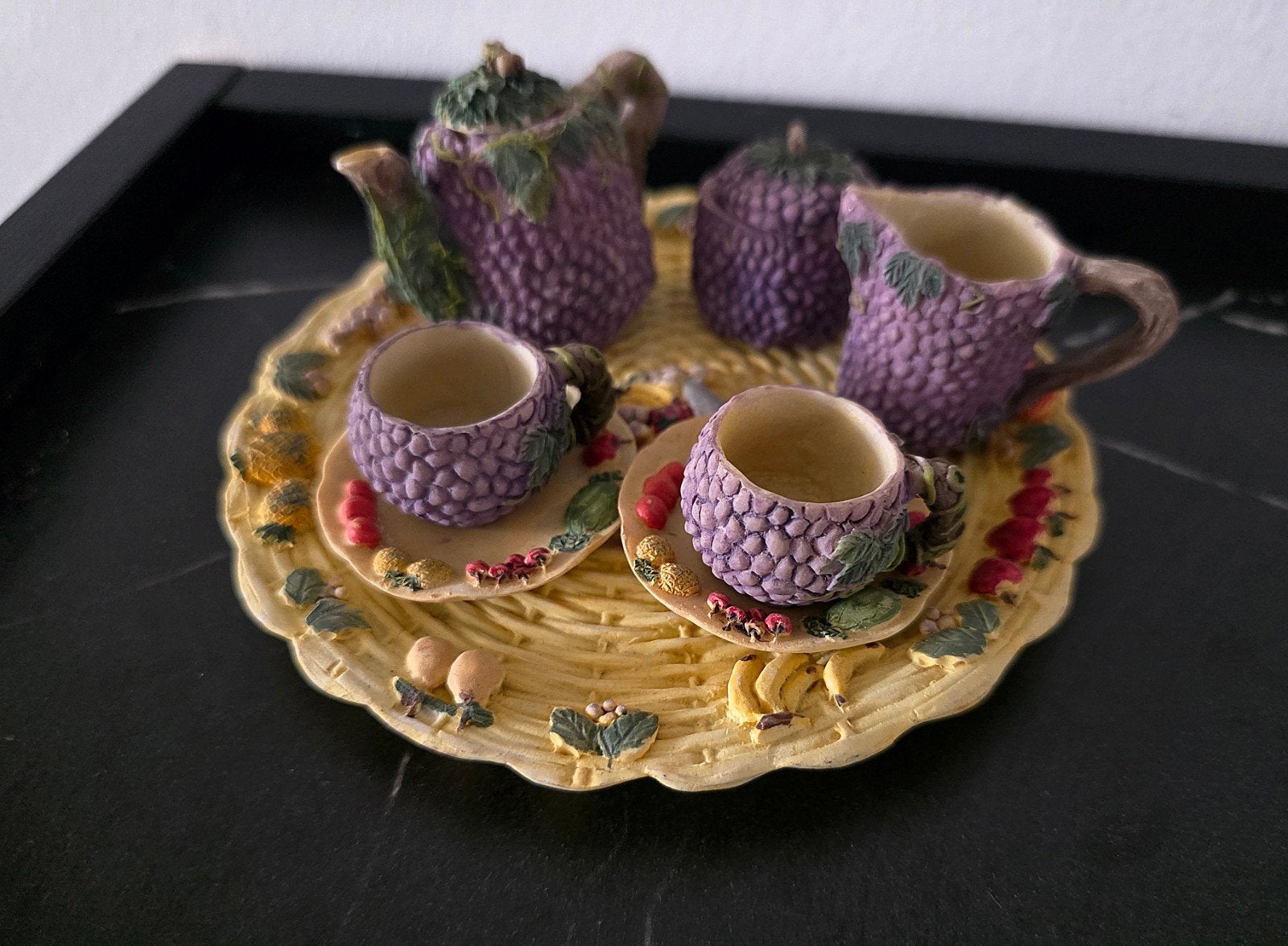Vintage Miniatuur Theeservies Druiven & Fruit, Ophalen of Verzenden