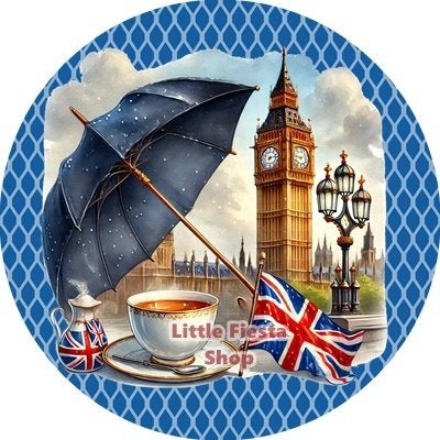 L1621 icing frosting londen 20cm eetbare taart print top, Ophalen of Verzenden, Nieuw, Taarten, Versiering