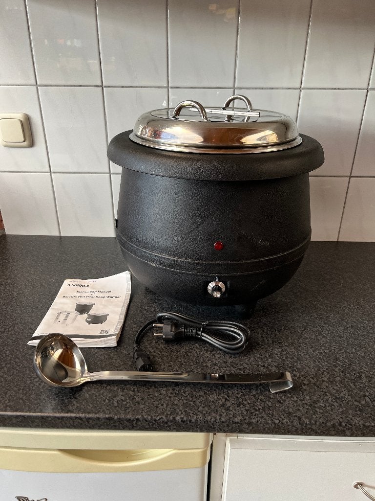 Sunnex 81328  elektrische soepketel met soeplepel en boekje, Huis en Inrichting, Ophalen of Verzenden, Zo goed als nieuw, Overige materialen
