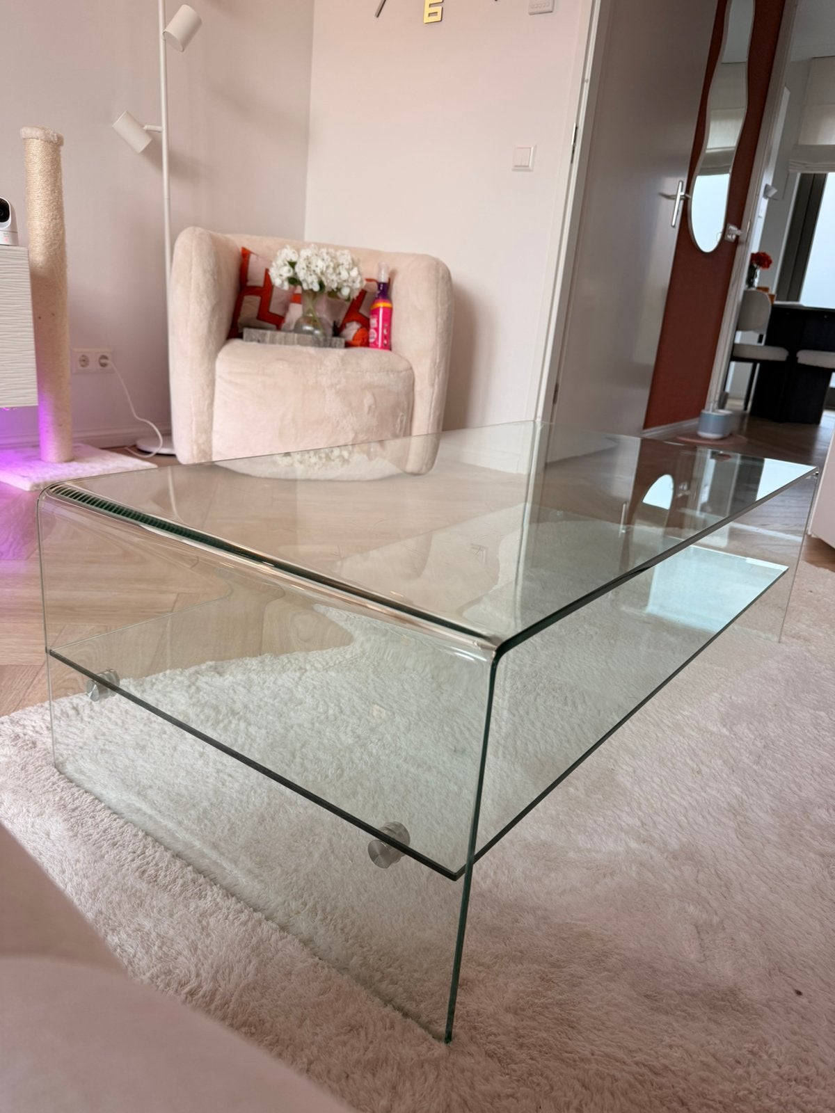 Glazen salonttafel van kave home, Ophalen, Gebruikt, 100 tot 150 cm, Rond