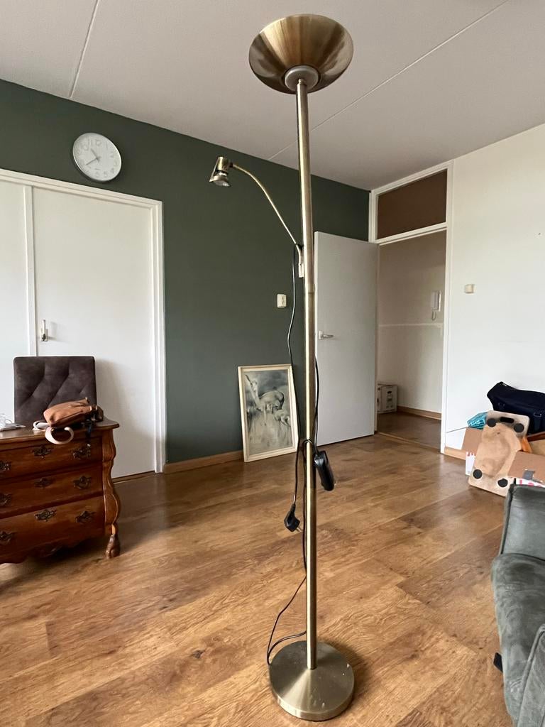 Stijlvolle Leeslamp / Uplighter - Bronskleurig Metaal, Sport en Fitness, Korfbal, Ophalen, Zo goed als nieuw