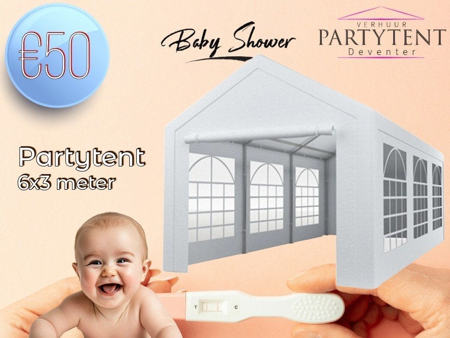 Babyshower partytent 6x3m huren Deventer e.o., Ophalen, Nieuw, Verjaardag