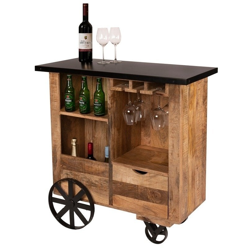 Mango Wijnkar Industrieel Wijntrolley Vintage Wijnrek India, Info@dehanzeherten.nl, De Hanze Herten BV, 5 tot 15 flessen, Nieuw