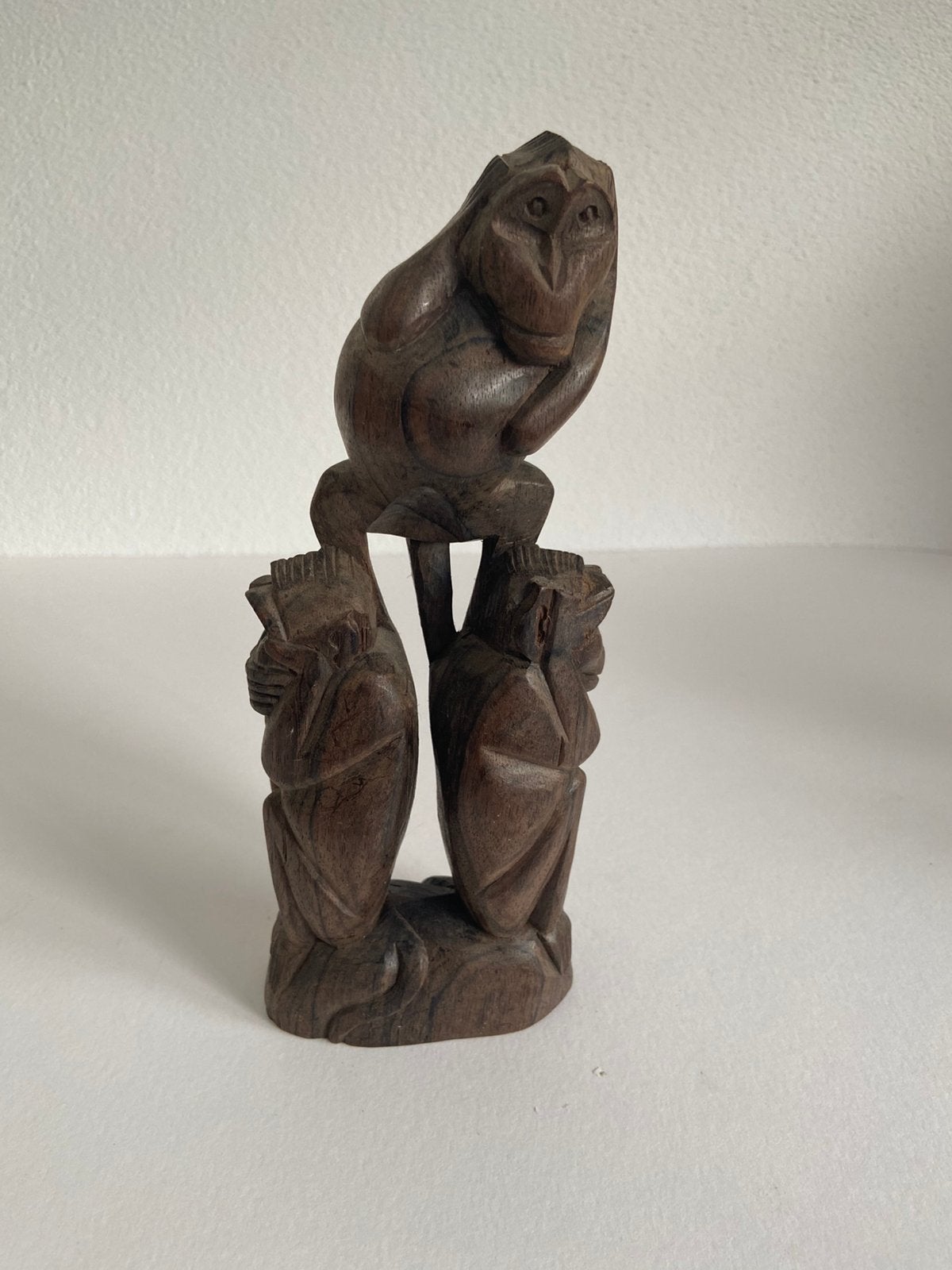 Houten beeld van drie apen - Horen, Zien, Zwijgen, Ophalen, 20 - 50 cm, Beeld, Hout