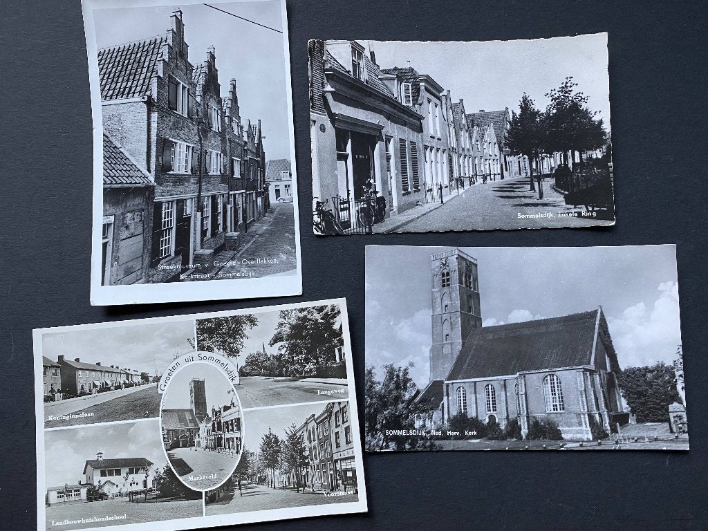 4 ansichtkaarten van Sommelsdijk jaren 50/60.