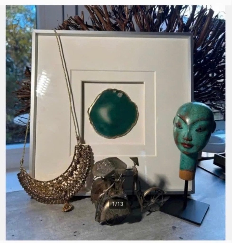 4 x Indonesische Items: Lijst Agaat, Fiets, Hoofd, Ketting, Antiek en Kunst, Ophalen of Verzenden