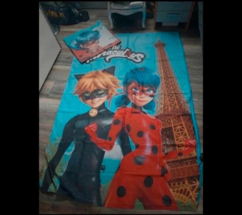 Miraculous Ladybug & Cat Noir Dekbedovertrek, Dekbedovertrek, Ophalen of Verzenden, Zo goed als nieuw, Jongetje of Meisje