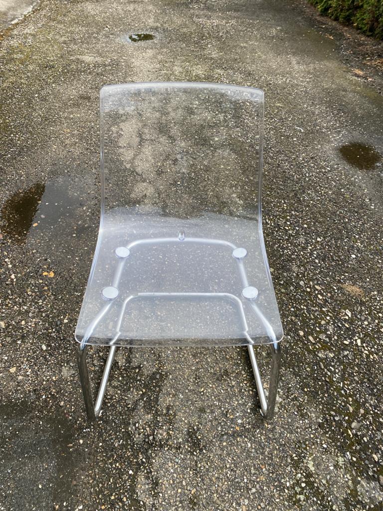 IKEA Tobias stoel - transparant plexiglas en chroom, Huis en Inrichting, Stoelen, Kunststof, Gebruikt, Overige kleuren, Ophalen of Verzenden