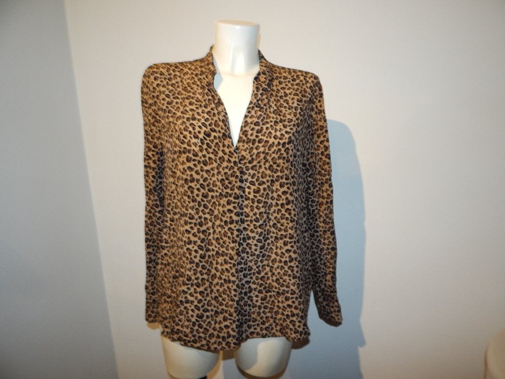 Marccain zijde top jaguar print natuurlijke tinten trendy N5, Maat 38/40 (M), Zo goed als nieuw, Lange mouw, Marccain