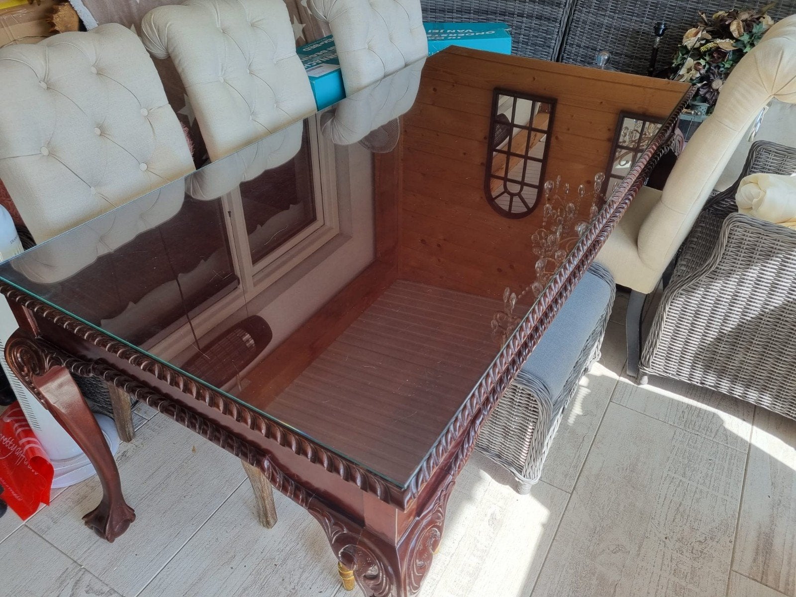 TE Koop mooie eetkamer tafel  160 met glasplaat, Ophalen, 50 tot 100 cm, Zo goed als nieuw, 150 tot 200 cm