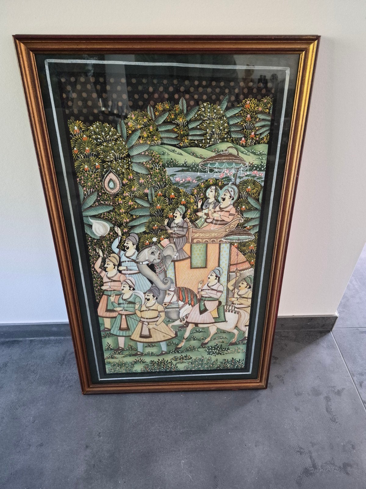 aziatisch indiase processie schilderij op stof geschilderd, Ophalen of Verzenden