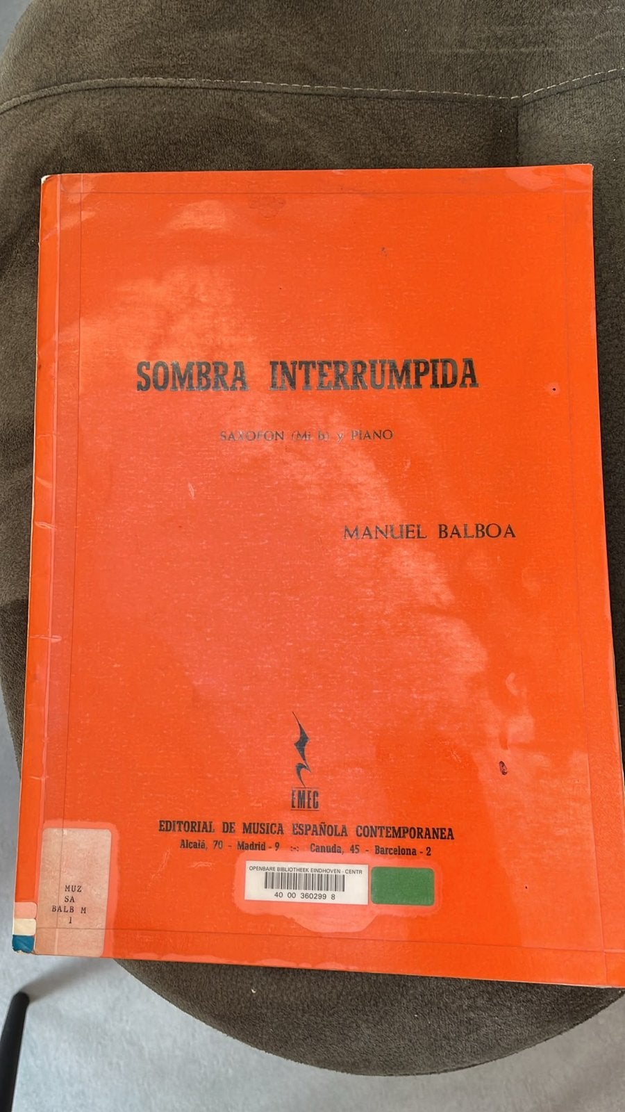 Sombra Interrumpida - Saxofoon en Piano bladmuziek, Gebruikt, Klassiek, Saxofoon, Ophalen of Verzenden