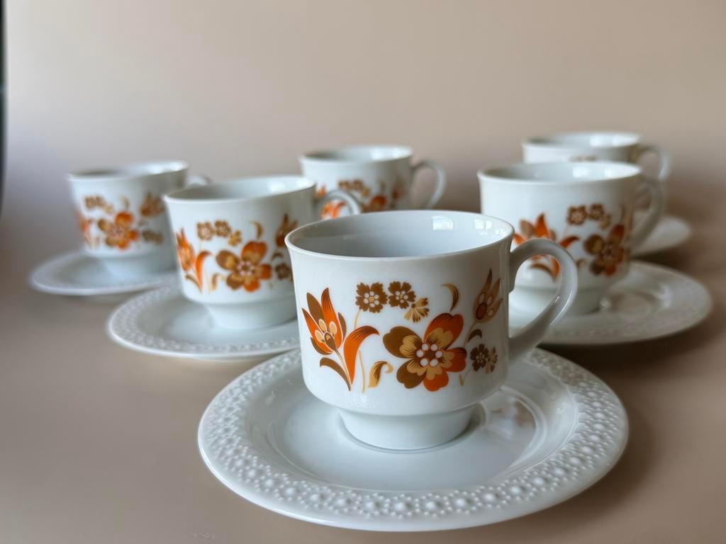 6x Scherzer Bavaria Kop en Schotel - Jaren '70 Retro Design, Ophalen of Verzenden