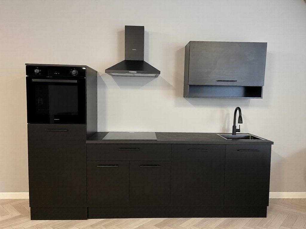Nieuwe keuken compleet met apparatuur zwart 260cm breed, Zwart, Overige typen, Nieuw, Ophalen of Verzenden