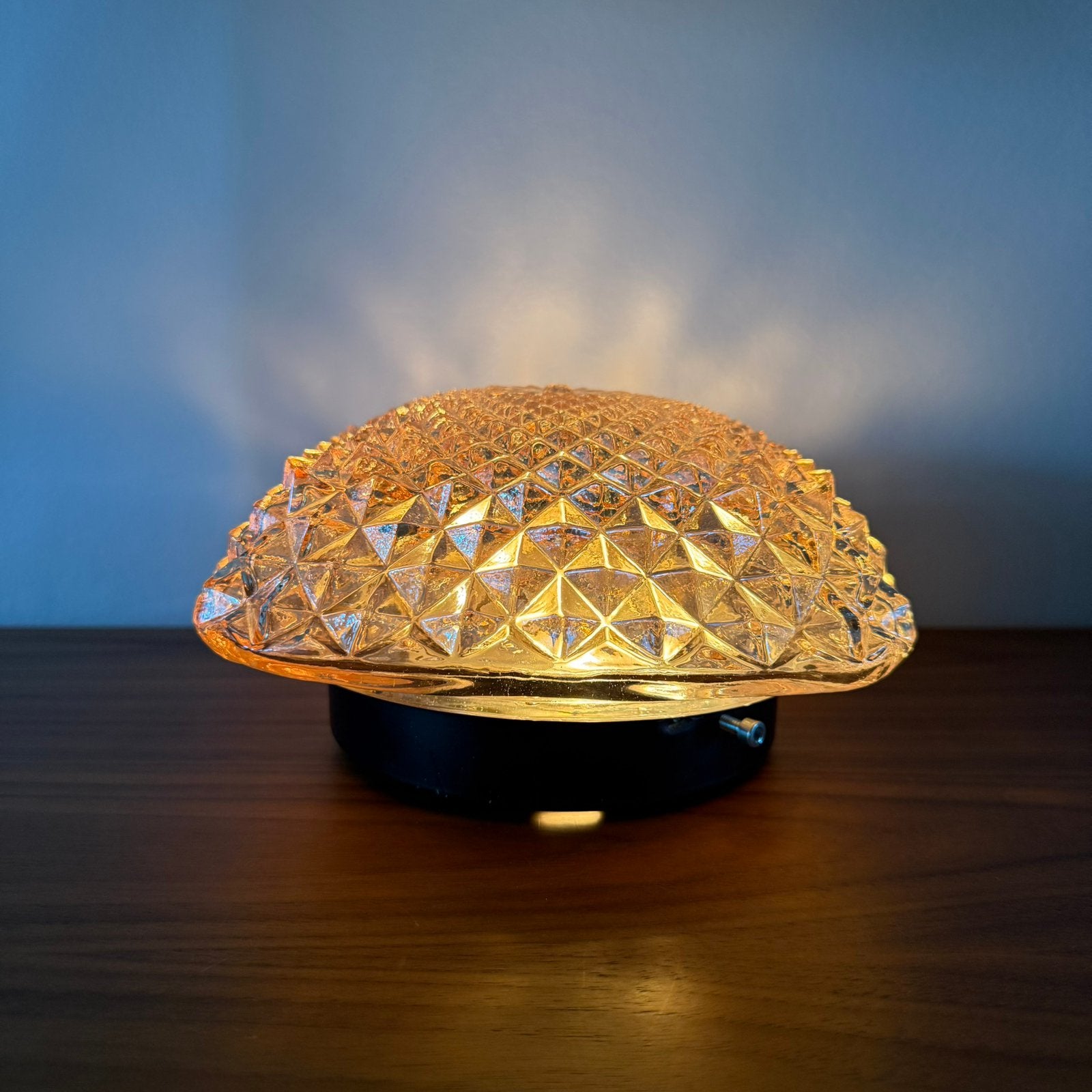 Plafondlamp, wandlamp, amberglas, vintage, brocante, netjes, Ophalen of Verzenden, Zo goed als nieuw, Glas