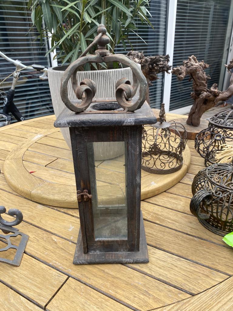 Windlicht met smeedijzer, Ophalen of Verzenden