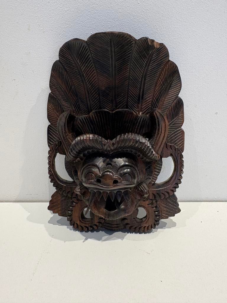 Balinees Barong-masker - Traditioneel Houtsnijwerk, Handgemaakt, 20 - 50 cm, Hout, Bruin