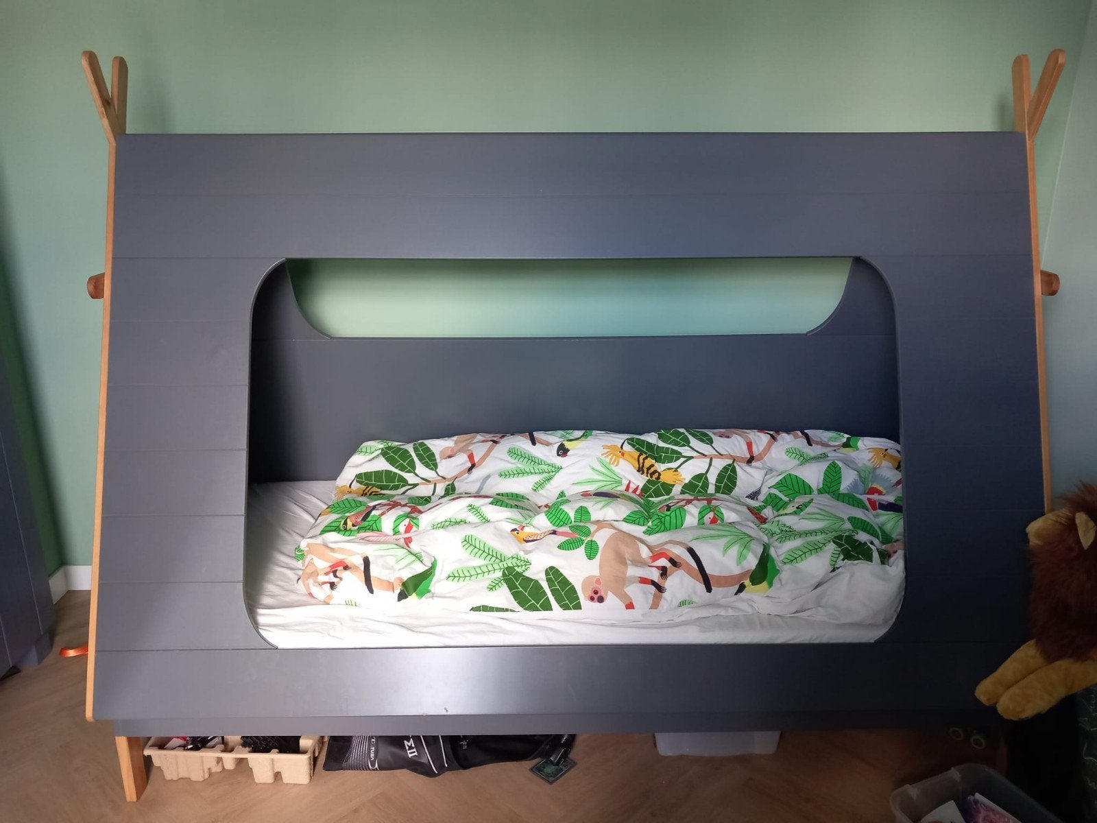grijs tent kinderbed, 180 cm of meer, Ophalen, Lattenbodem, 100 cm of meer