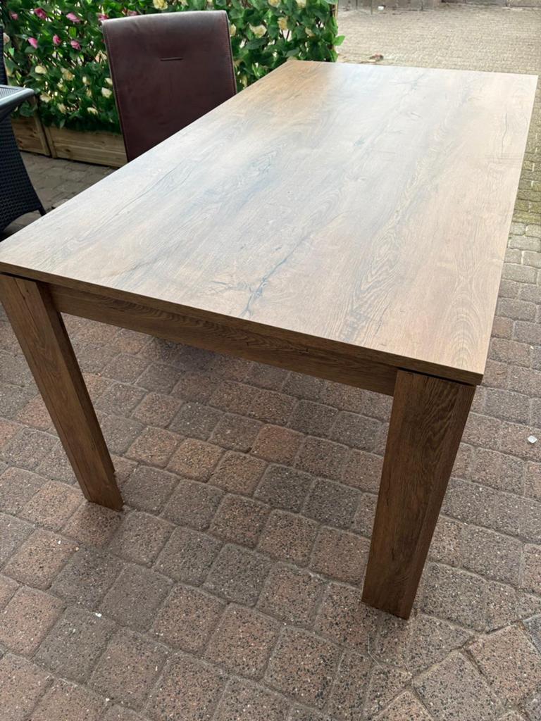 Tafel Vedde Jysk incl 4 stoelen op wielen, Huis en Inrichting, Ophalen, Gebruikt, Rechthoekig, 50 tot 100 cm
