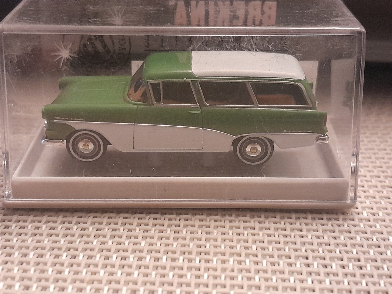 Brekina Opel Rekord P1 Caravan Modelauto Groen/Wit, Ophalen of Verzenden