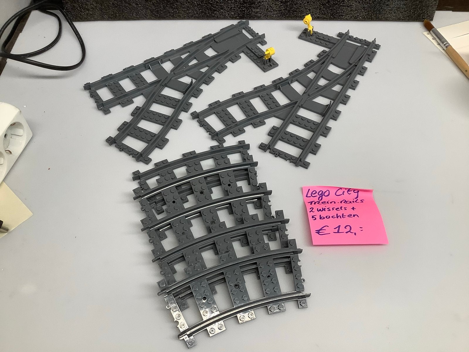Lego City Treinrails - 2 Wissels + 5 Bochten, City, Lego, Accessoire, Ophalen of Verzenden