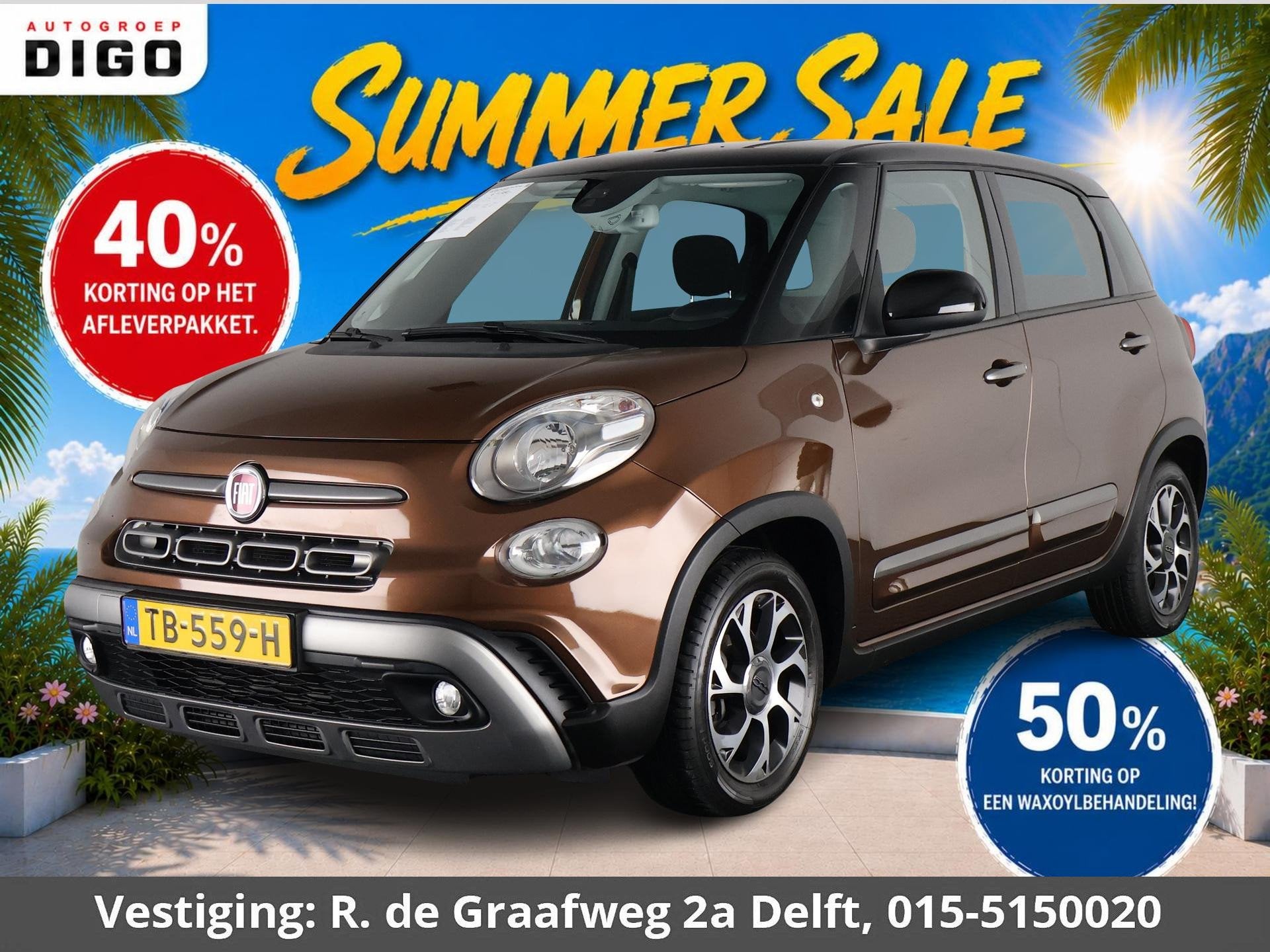 Fiat 500 L 0.9 TwinAir Cross Bicolore | Pack Smart | Tractio, Stof, Gebruikt, Bruin, Bedrijf