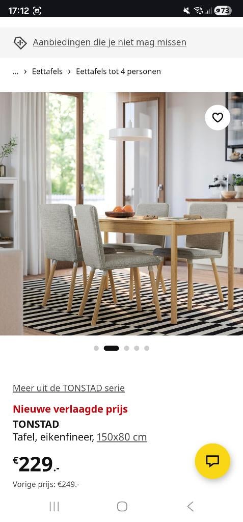 Tonnstad - Tafel ikea - Eikenfineer, Ophalen, 150 tot 200 cm, Eikenhout, 200 cm of meer