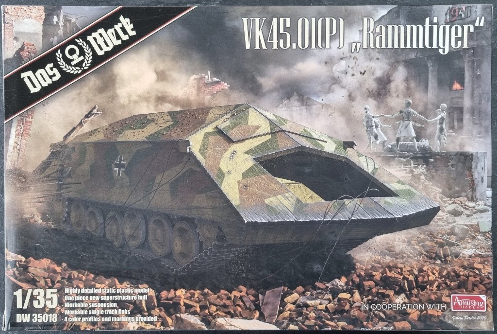 Das Werk 1:35 DW35018 WWII German VK45.01(P) Rammtiger, Hobby en Vrije tijd, Overige merken, Tank, 1:32 tot 1:50, Nieuw