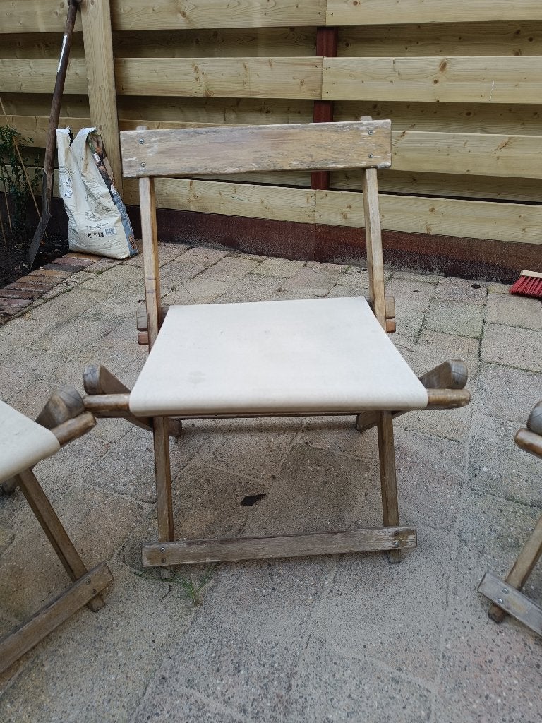 Opklapbare houten tuinstoelen, Tuin en Terras, Ophalen, Gebruikt, Hout, Inklapbaar